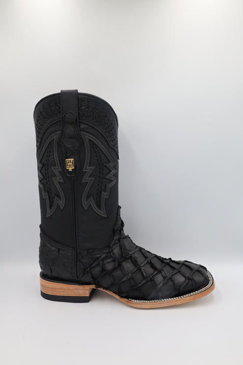 Exotic FishScale Cowboy Boot Matte Black