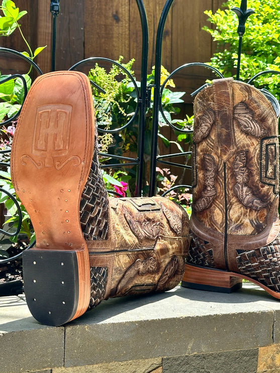 Men's Woven Cowhide Cowboy Boot