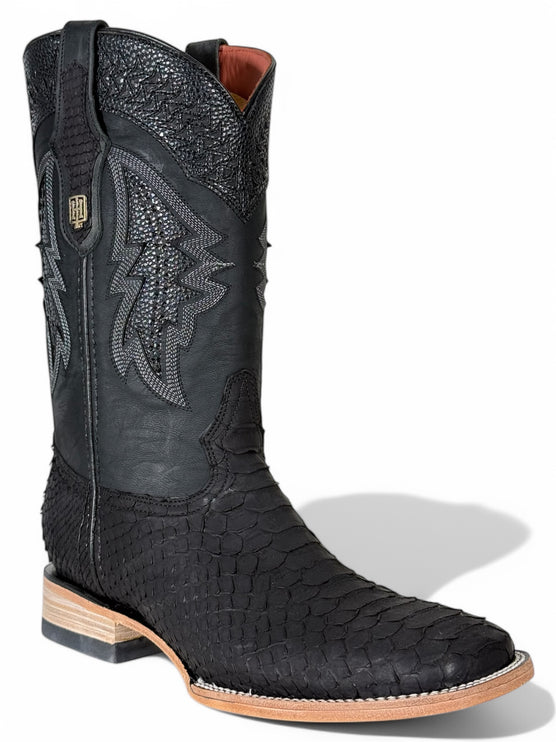 Exotic Python CowBoy Boot Matte Black