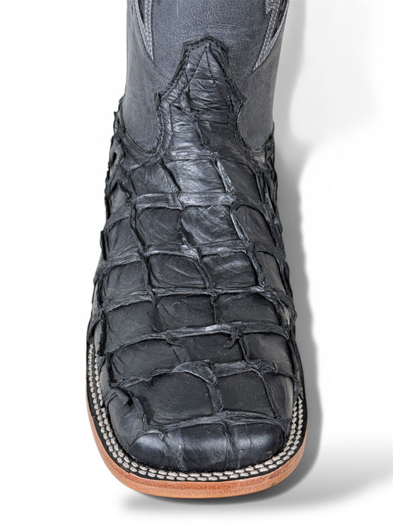 Exotic FishScale Cowboy Boot Matte Black