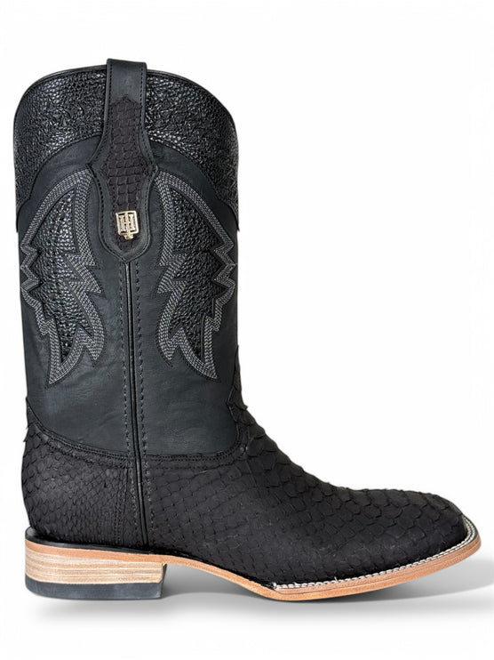Exotic Python CowBoy Boot Matte Black