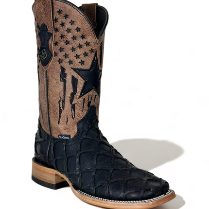 Texas Pez Clon Negro Matte Cowboy Boot