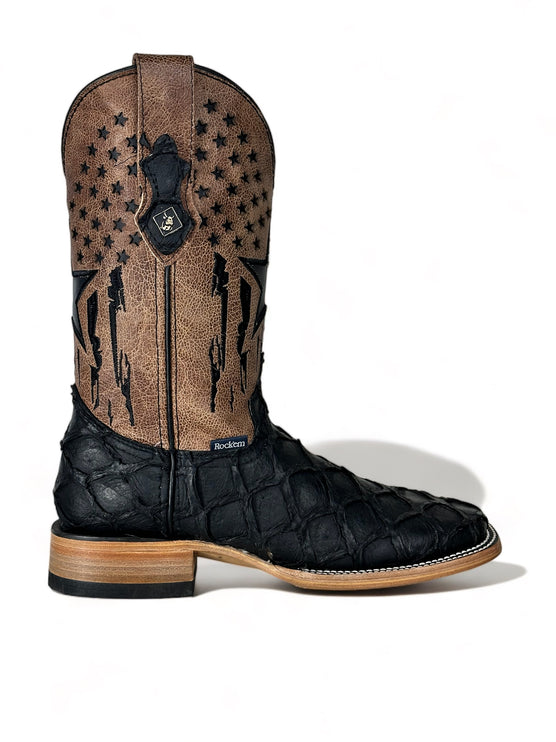 Texas Pez Clon Negro Matte Cowboy Boot