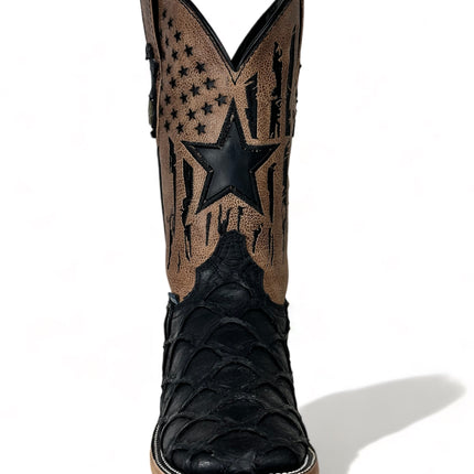 Texas Pez Clon Negro Matte Cowboy Boot