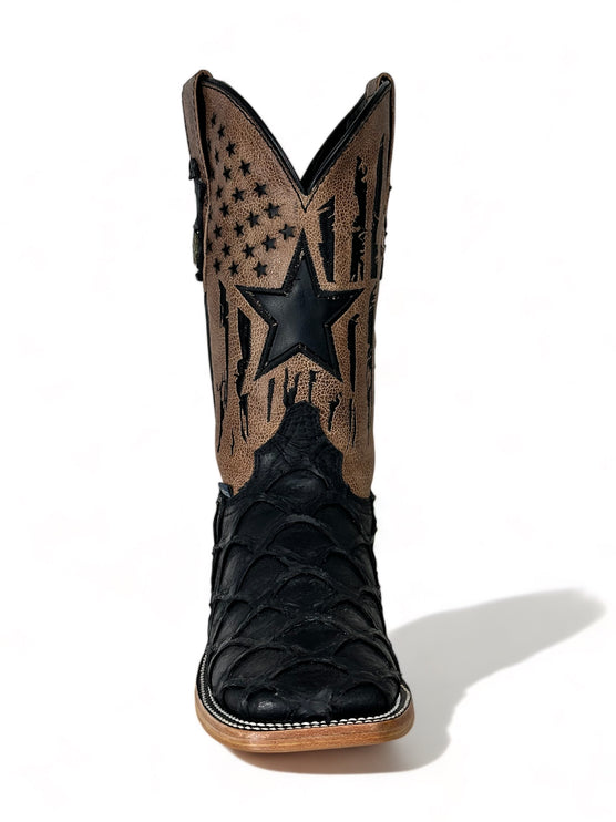 Texas Pez Clon Negro Matte Cowboy Boot