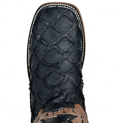 Texas Pez Clon Negro Matte Cowboy Boot