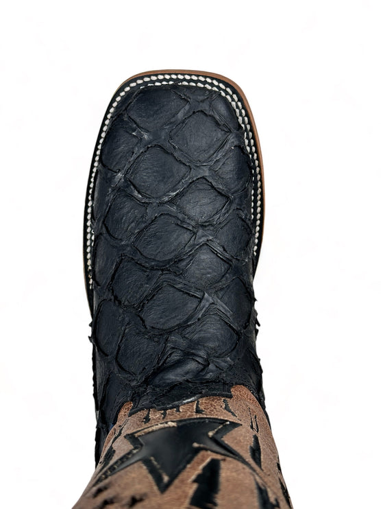 Texas Pez Clon Negro Matte Cowboy Boot