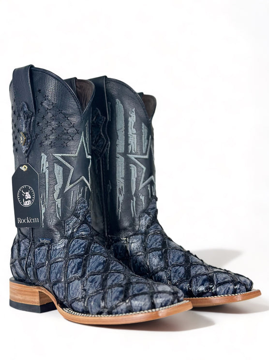 Texas Pez Clon Azul Cowboy Boot