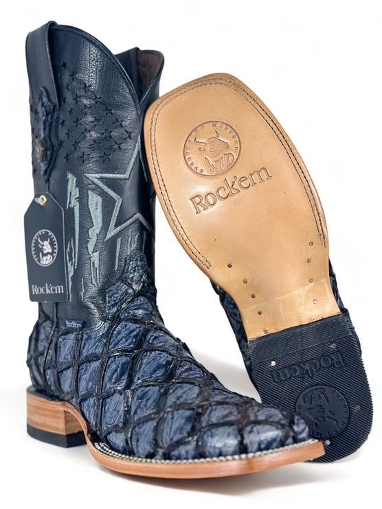 Texas Pez Clon Azul Cowboy Boot