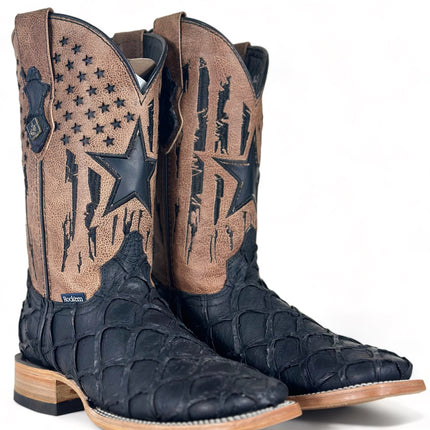 Texas Pez Clon Negro Matte Cowboy Boot