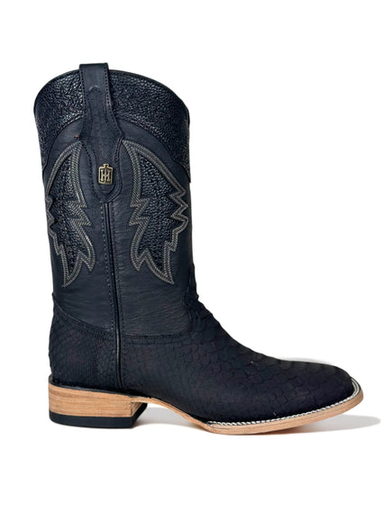 Exotic Python CowBoy Boot Matte Black