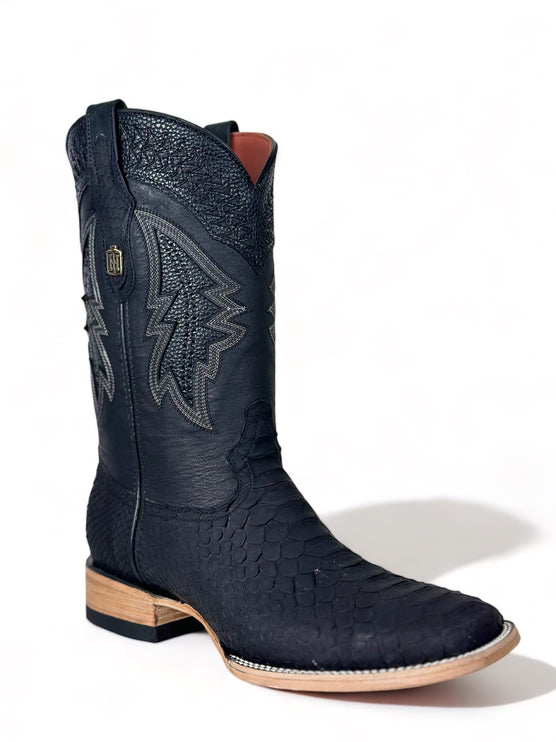 Exotic Python CowBoy Boot Matte Black