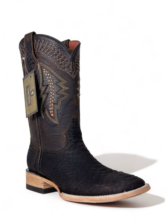 Exotic Python CowBoy Boot Matte Brown