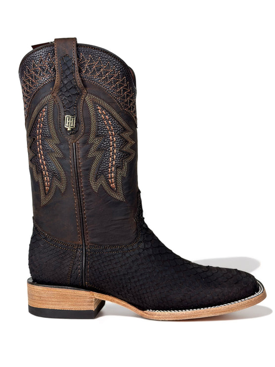 Exotic Python CowBoy Boot Matte Brown