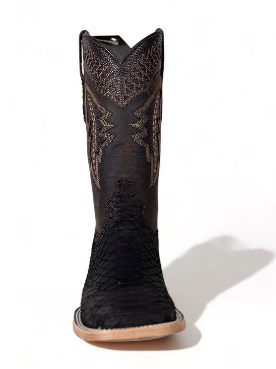 Exotic Python CowBoy Boot Matte Brown