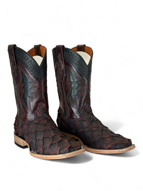 Exotic FishScale CowBoy Boot Rojo