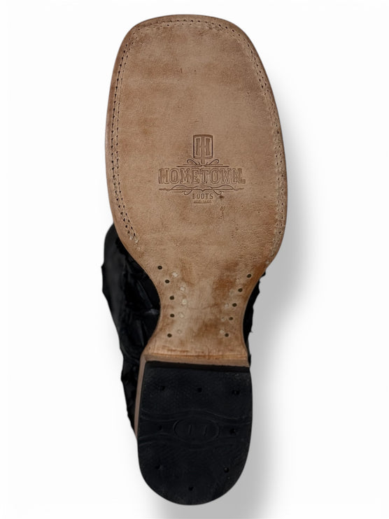 Exotic FishScale Cowboy Boot Matte Black