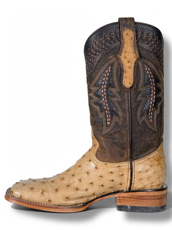 Exotic Ostrich Cowboy Boot Matte Beige